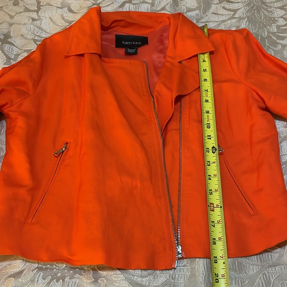 Karen Kane Women’s SZ S Orange Fully Lined Zip Blazer - Picture 14 of 16